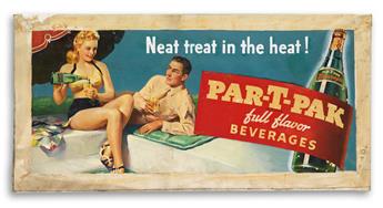 ROYAL CROWN COLA. Neat treat in the heat! Par-T-Pak beverage advertisement.